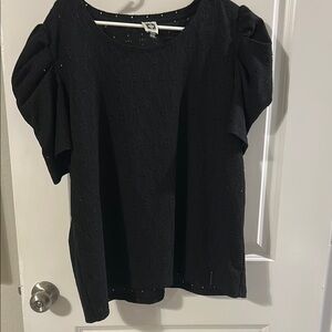 Anne Klein Black Textured Blouse